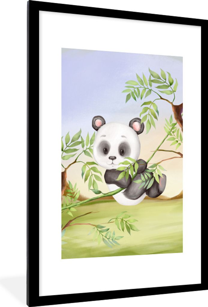 MuchoWow Gerahmtes Poster Dschungel - Panda - Tiere 60x90 cm - Poster mit Schwarzem Bilderrahmen Wandposter Rahmen Foto Bilder - Dekoration - Wan...