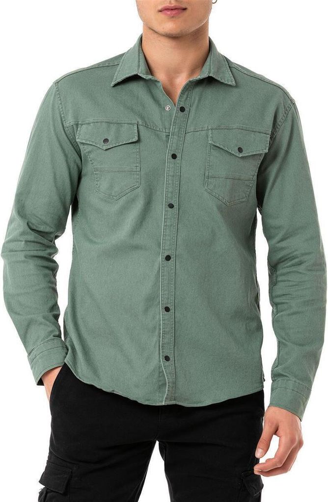Red Bridge Herren Hemd Freizeit- Hemd Premium Denim Chest Pocket Khaki XL