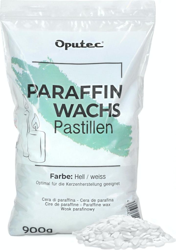 Oputec 900g Paraffinwachs Pastillen für Kerzen: Weißes Kerzenwachs - Kerzen selber Machen - Kerzenwachs zum Gießen