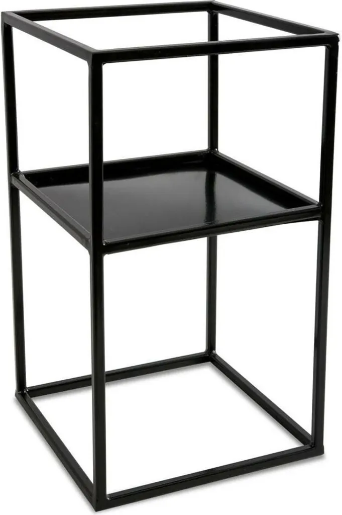 Howhomely Porte-fleurs moderne avec rangement 40 cm noir métal chic