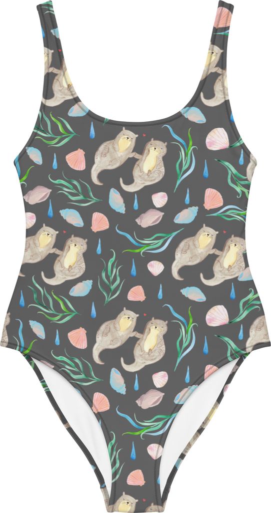 Mr. & Mrs. Panda Badeanzug Otterliebe Design Größe XXL - Weiß - Geschenk, Otter, Maritim, Muscheln, Aquarell, Shape-Badeanzug, Beach, Damen-Bade...