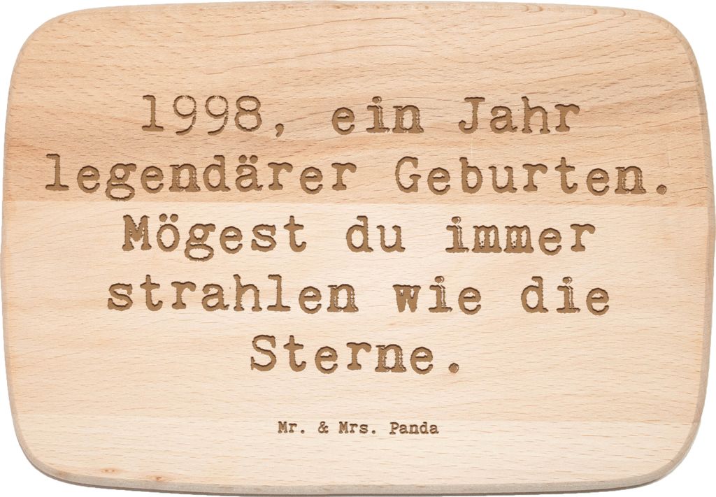 Mr. & Mrs. Panda Schneidebrett Spruch 1998 Geburtstag Glanz - Transparent - Geschenk, funkelnde Sterne, Frühstücksbrett, Holzbrettchen, inspirier...
