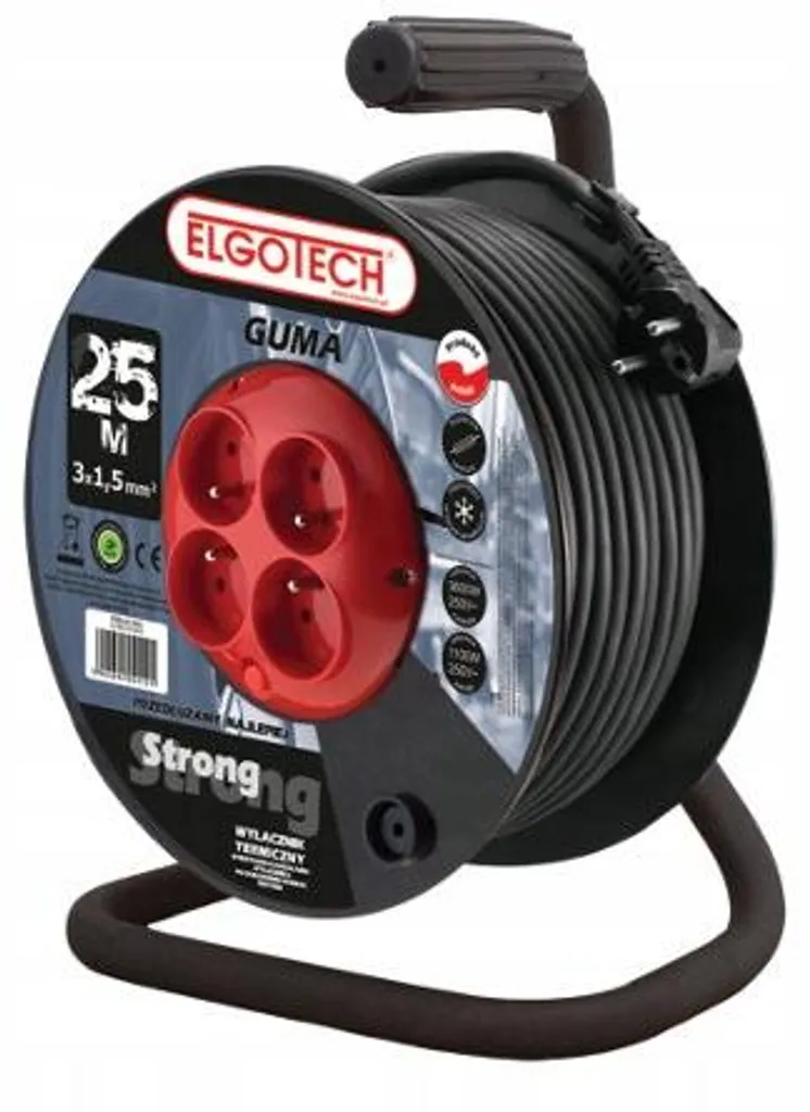 Rallonge électrique STRONG PZB-40-25G 25m OW 3x1mm² avec 4 prises GS