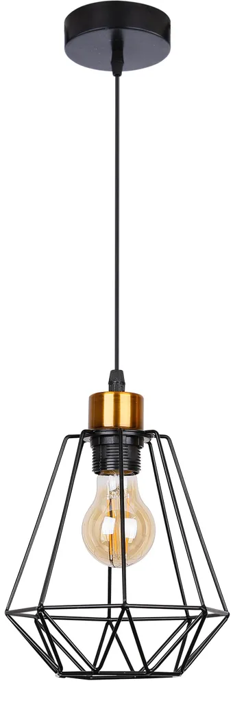 Suspension industrielle PRIMO 1 dorée et noire - Luminaire E27 60W
