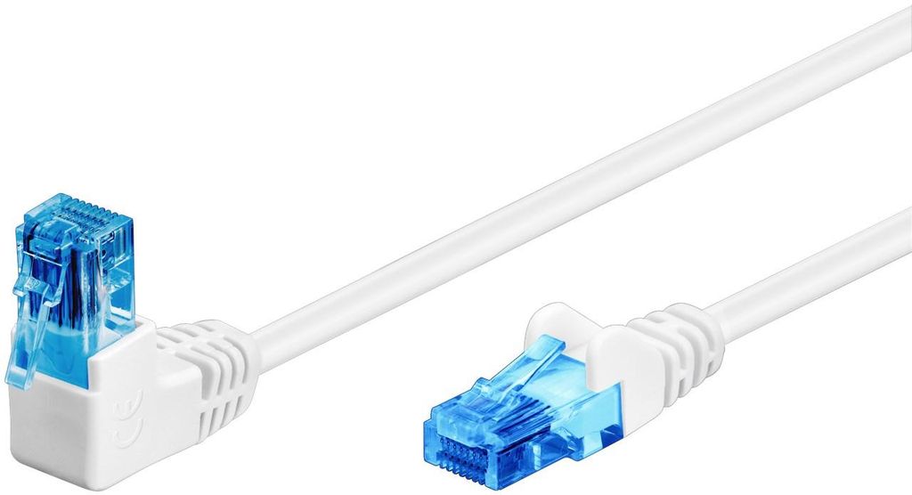 Goobay CAT 6A Patchkabel 1x 90° gewinkelt, U/UTP, Weiß, 3 m