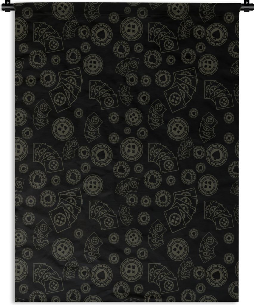 MuchoWow Wandteppich Wandbehang Poker - Spielkarten - Glücksspiel - Muster 120x160 cm Tapisserie Dekoration Wandtuch - Wohnzimmer - Moderne