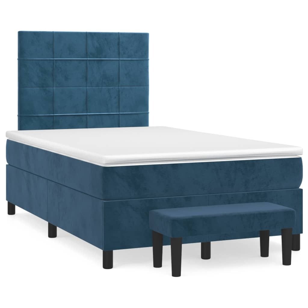 Möbel Boxspringbett mit Matratze Dunkelblau 120x190 cm Samt - Klassische Betten 3270473