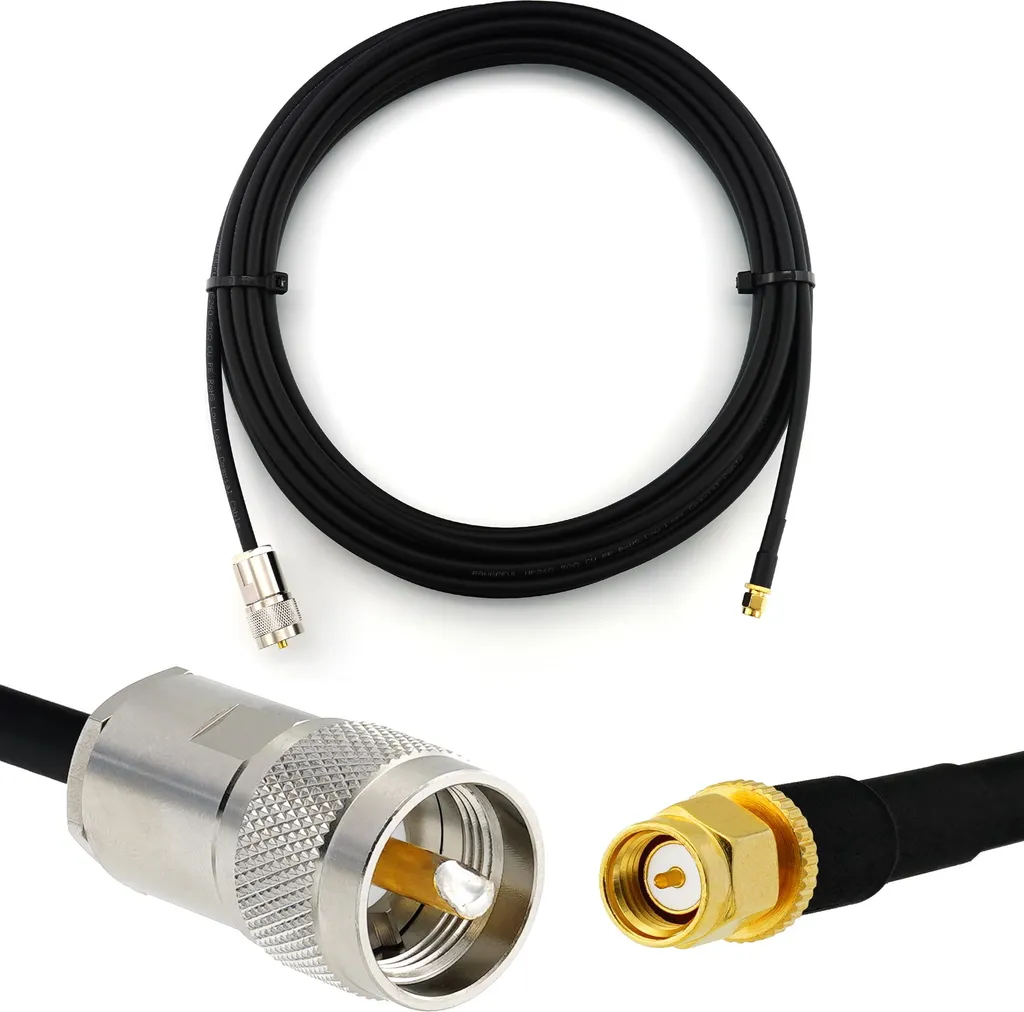 Cavo Antenna PL259 a SMA 15 Metri HF-240 - Bassa Perdita per Radio HAM
