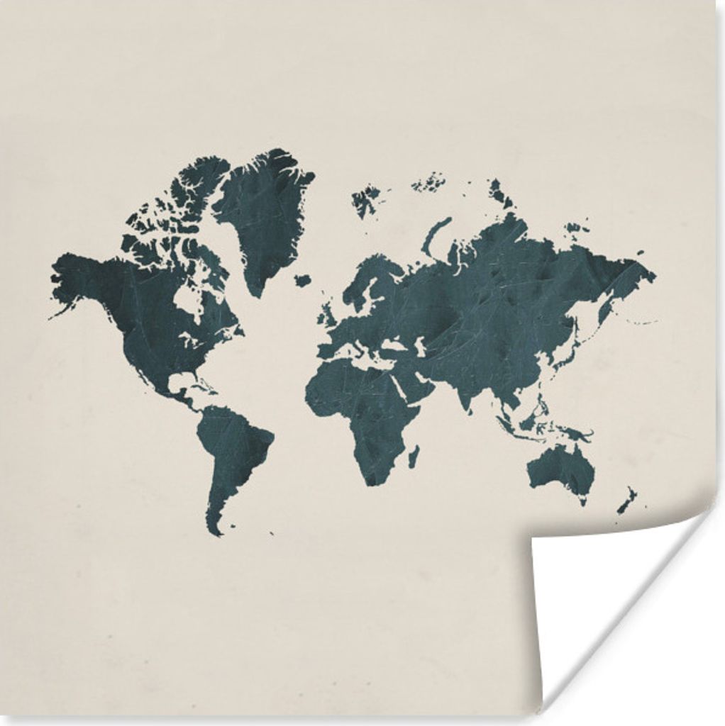 MuchoWow Poster Weltkarte - Marmor - Blau 30x30 cm - Wandposter - Printing