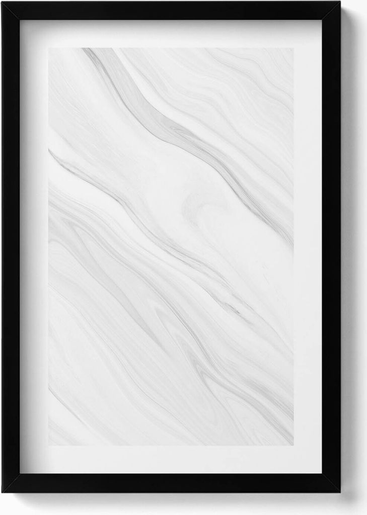 Dekorativer Marmor– Wandbild mit Rahmen – Gerahmtes Bild – Wanddekoration – 40x60 cm – Schwarz
