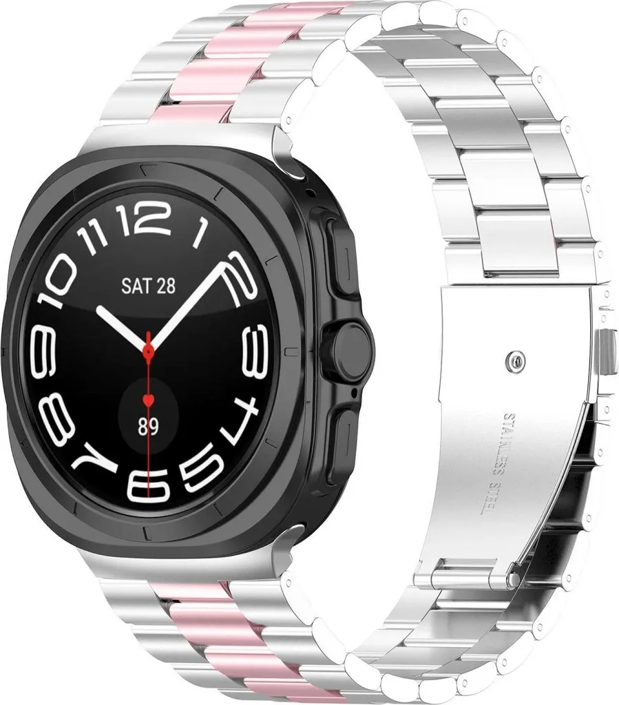 Cinturino Business per Galaxy Watch 8 Classic Acciaio Argento Rosa