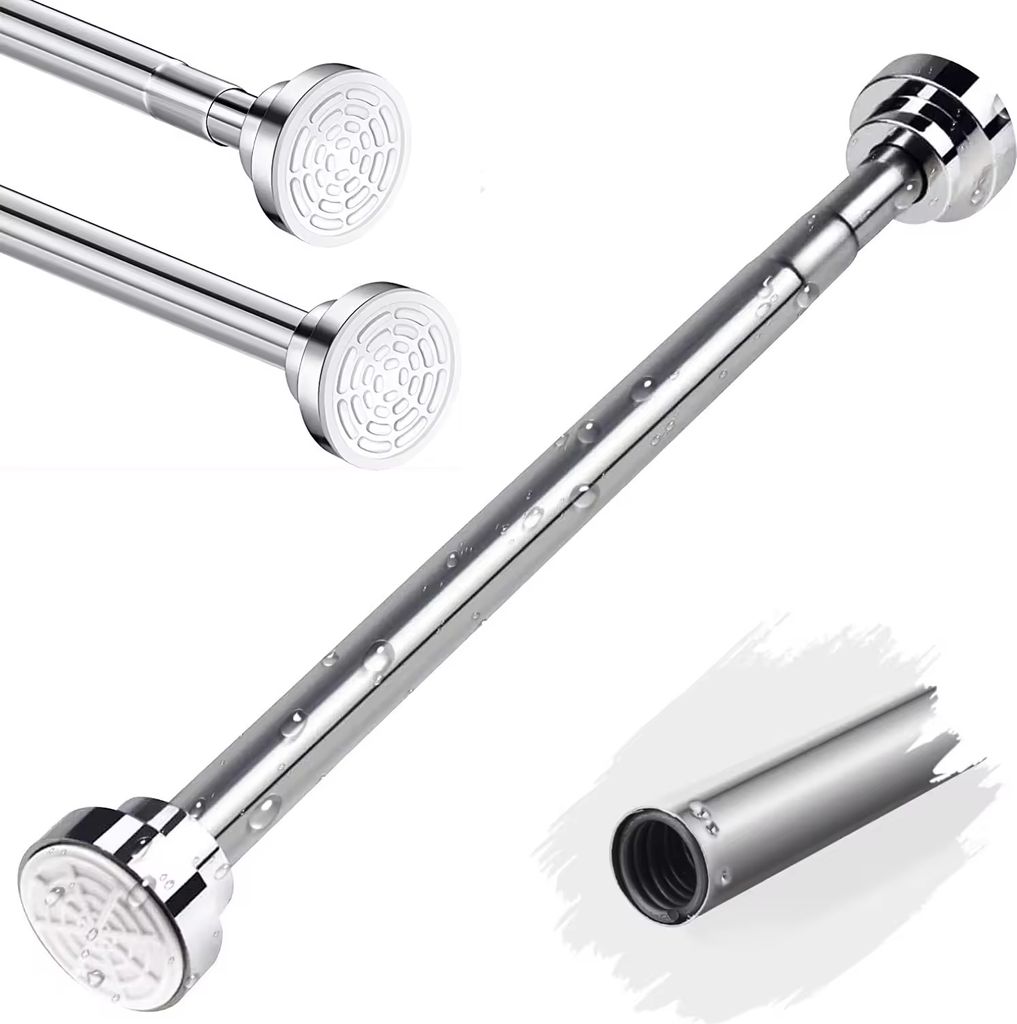 Duschvorhangstange Teleskopstange verstellbar 155-260cm Duschstange ohne Bohren, Ausziehbar Kleiderstange für Schrank Badezimmer Fenster Türen