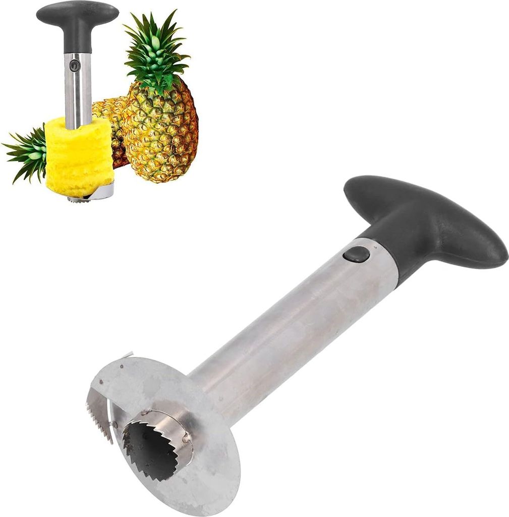 Ananasschneider aus Kunststoff und Edelstahl mit ergonomischem Griff | Einfach zu bedienen | Ananasbohrer für Obststände und Haushaltsküchen