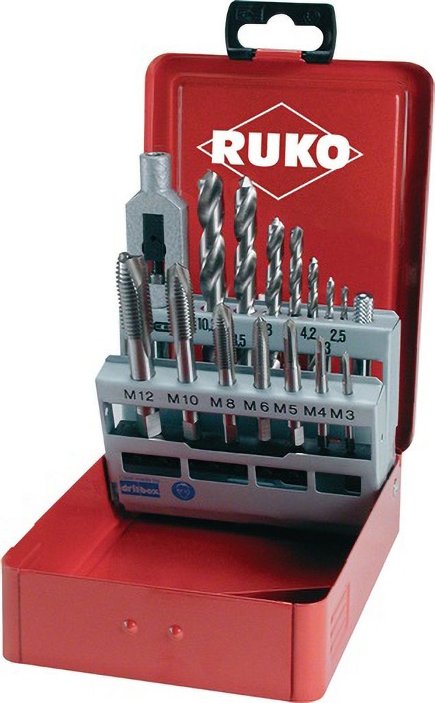 RUKO Gewindebohrer-Satz 15tlg. in Kunststoffkassette - 245004