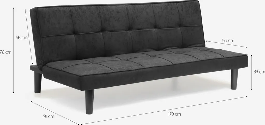 Canapé lit design Giada Dark en tissu avec structure robuste 2 places - 5