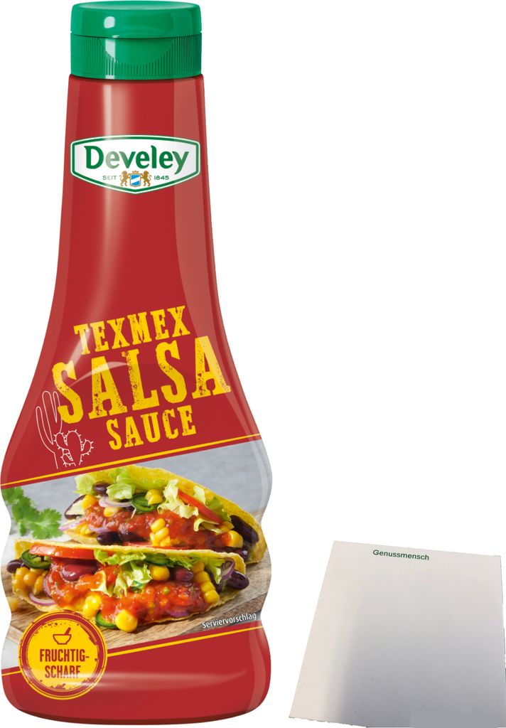 Develey Texmex Salsa Sauce (250ml Flasche) + usy Block