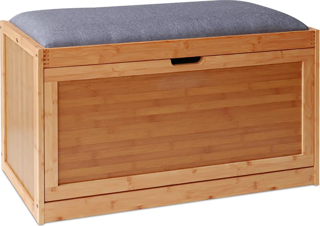 Banc à chaussures rembourré en bambou - Meuble de rangement compact