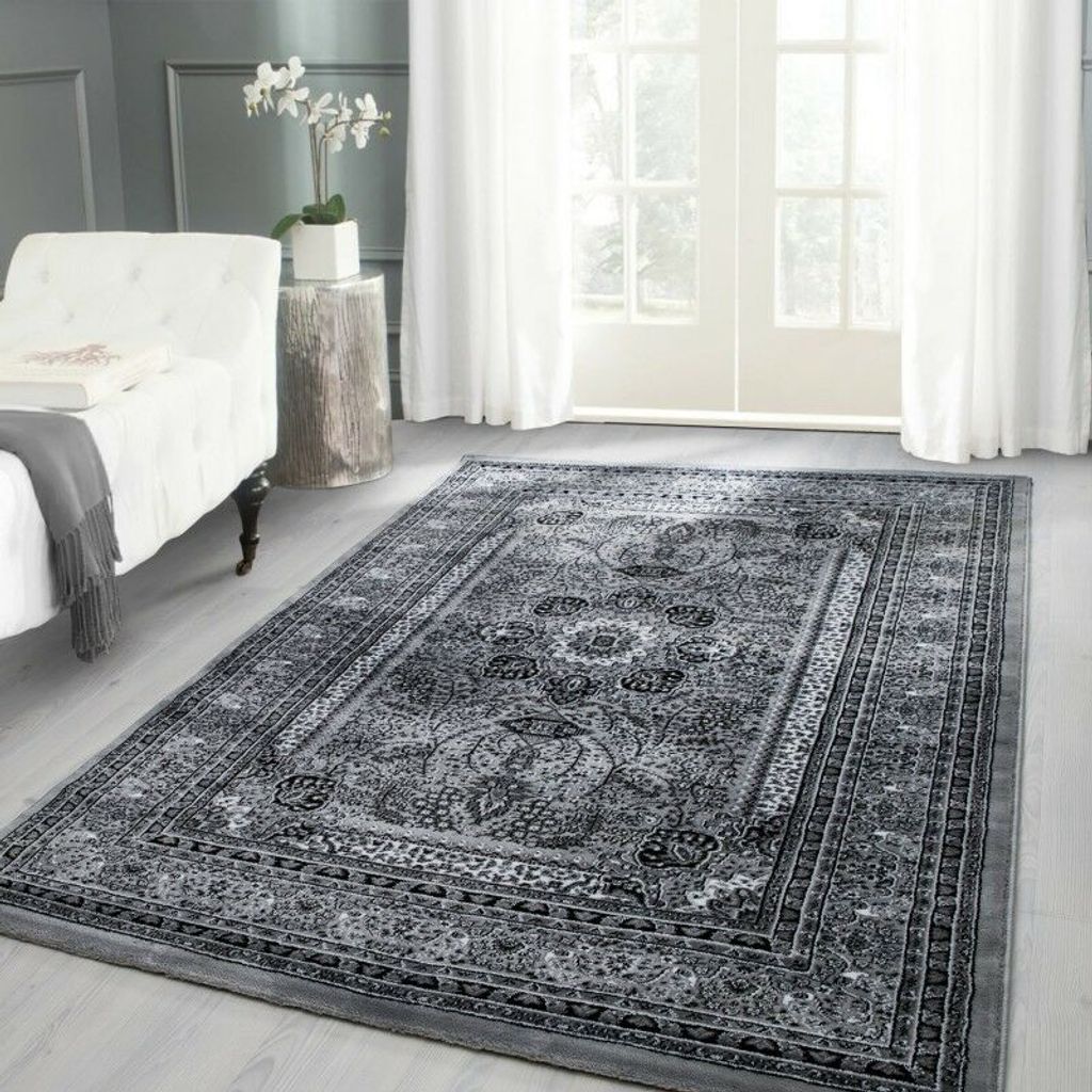 Traditional Klassischer Orientteppich Perser Vintage Teppiche in Grau Beige 