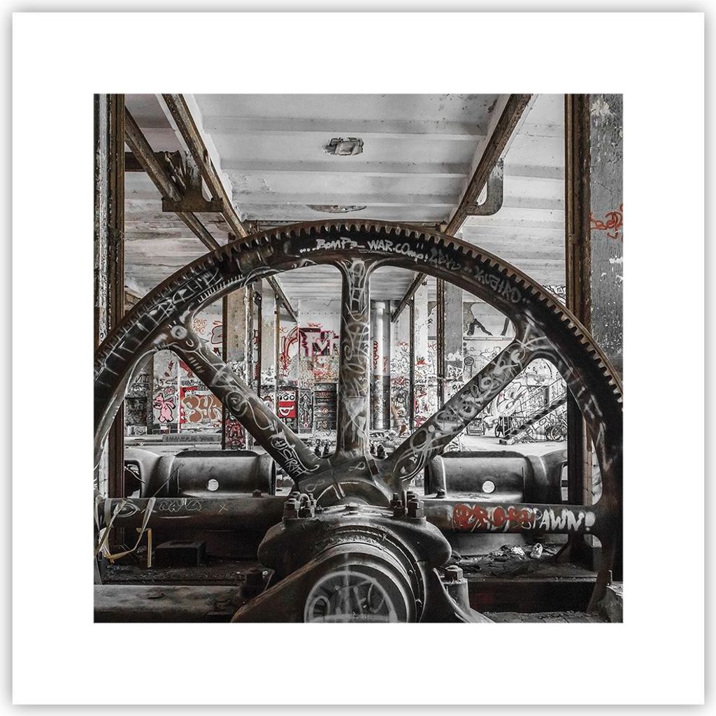 Poster - Poster ohne Rahmen - Maschine Industrie Graffiti - 30x30 cm - Wand Bild - Wanddeko - Wandbilder - Kunstposter - Wandposter - Bilder - Kuns...