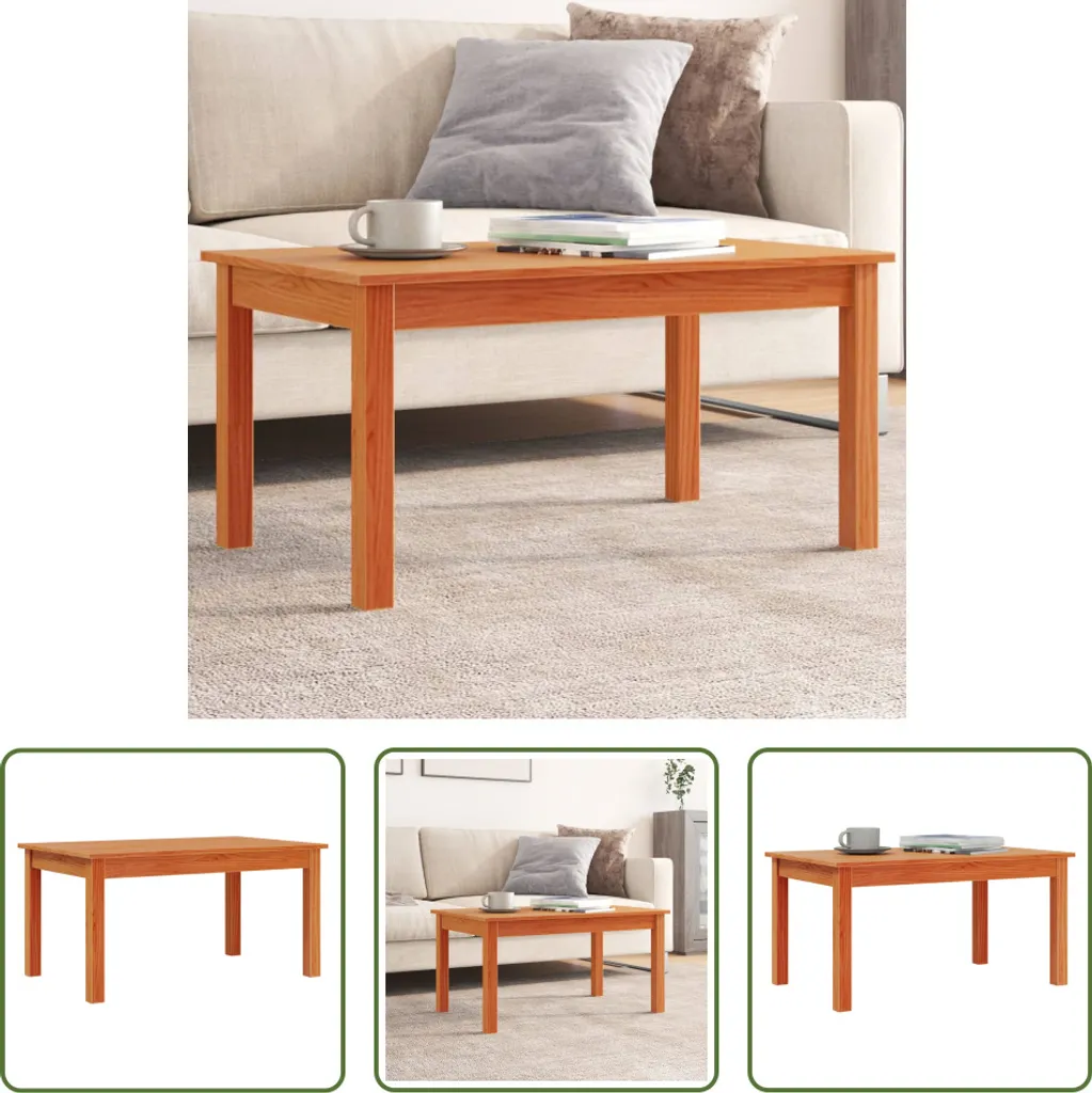 Tavolino Basso Soggiorno 80x50 Legno Massiccio Marrone Living Store