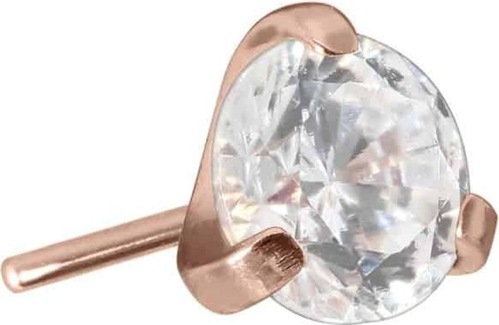 Piercing-Zubehör Titan Aufsatz mit Push Pin EINGEFASSTER KRISTALL RoséGold Kristallgröße: 3mm