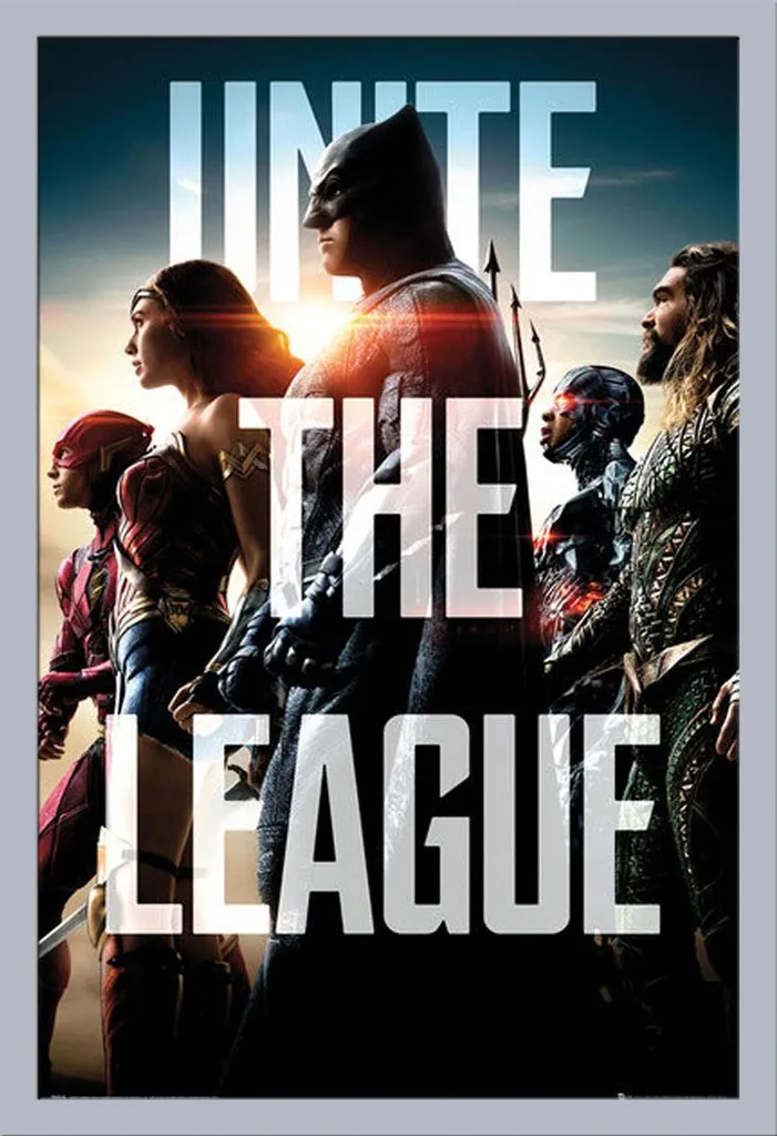 Décoration murale Justice League : Poster encadré argenté pour chambre ado