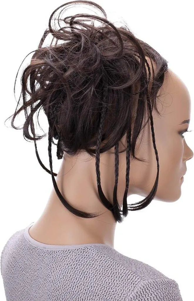 Postiche pour Coiffure de Mariage Chignon XL Ondulé Brun et Gris