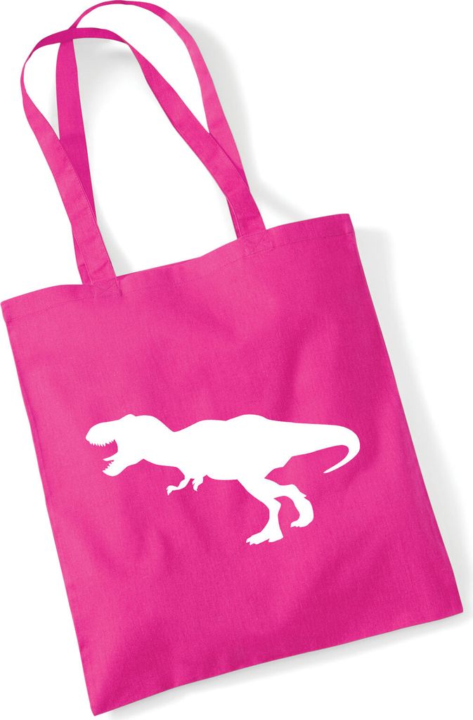 Huuraa Jutebeutel Tyrannosaurus Rex Dinosaurier 10 Liter Fuchsia Baumwolle Tasche Geschenkidee