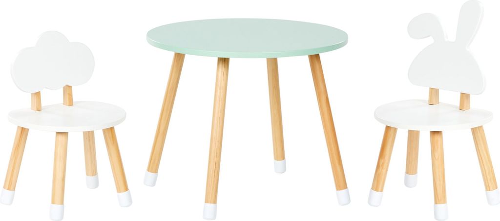 BELIANI Kindertisch mit 2 Stühle in Weiß und hellem Holz mit MDF-Beinkappen Stilvolles Kinderzimmer Jugendzimmer
