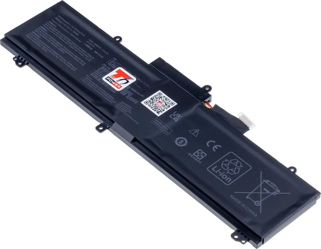 Batteria T6 Power per Asus ROG Zephyrus M15 GU532LW, Li-Poly, 15,4 V, 4940 mAh (76 Wh), nero