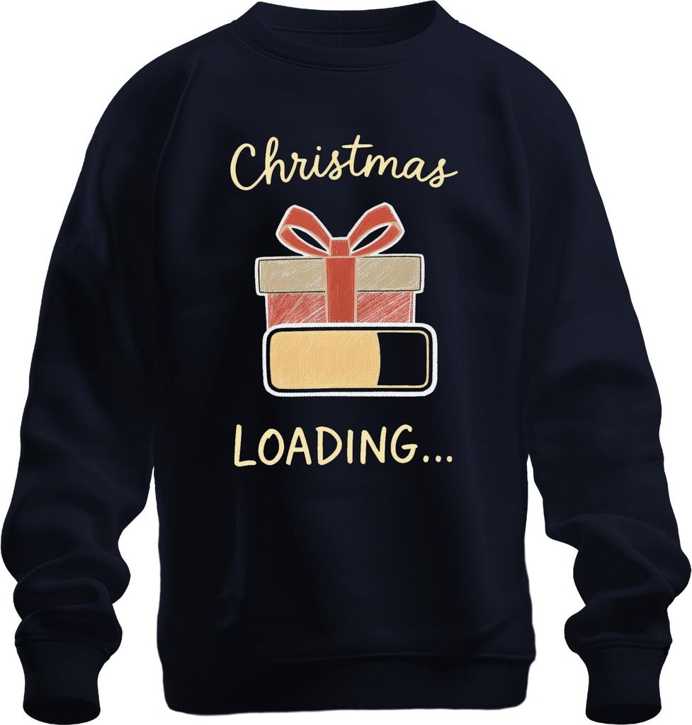 Christmas Loading Weihnachten Geschenk Ladebalken Advent Lustig Uni Sweatshirt Pullover, Navy, M
