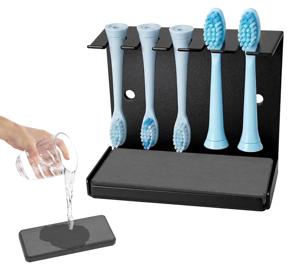 Edelstahl Zahnbürstenhalter Wand, Mit Kieselgur Auffangschale 5 Löchern Mit Klebstoff Zahnbürstenkopf Halterung Selbstklebend Ohne Bohren Toothb...