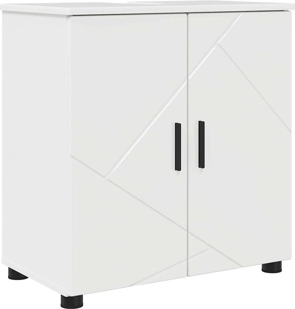 Badezimmerschrank mit Speicher Hochglanz Weiß 61 x 35 x 64 cm