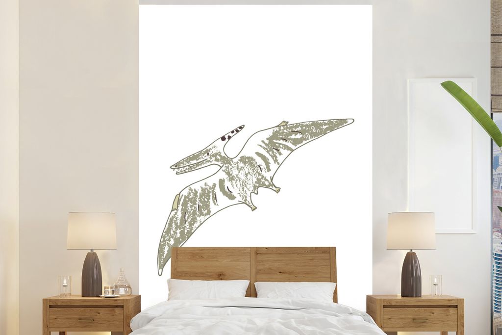 MuchoWow Fototapete für Wohnzimmer oder Schlafzimmer Wandtapete Vinyl Motivtapete Kinderzimmer - Pteranodon - Grün - Jungen - Mädchen - Kinder...