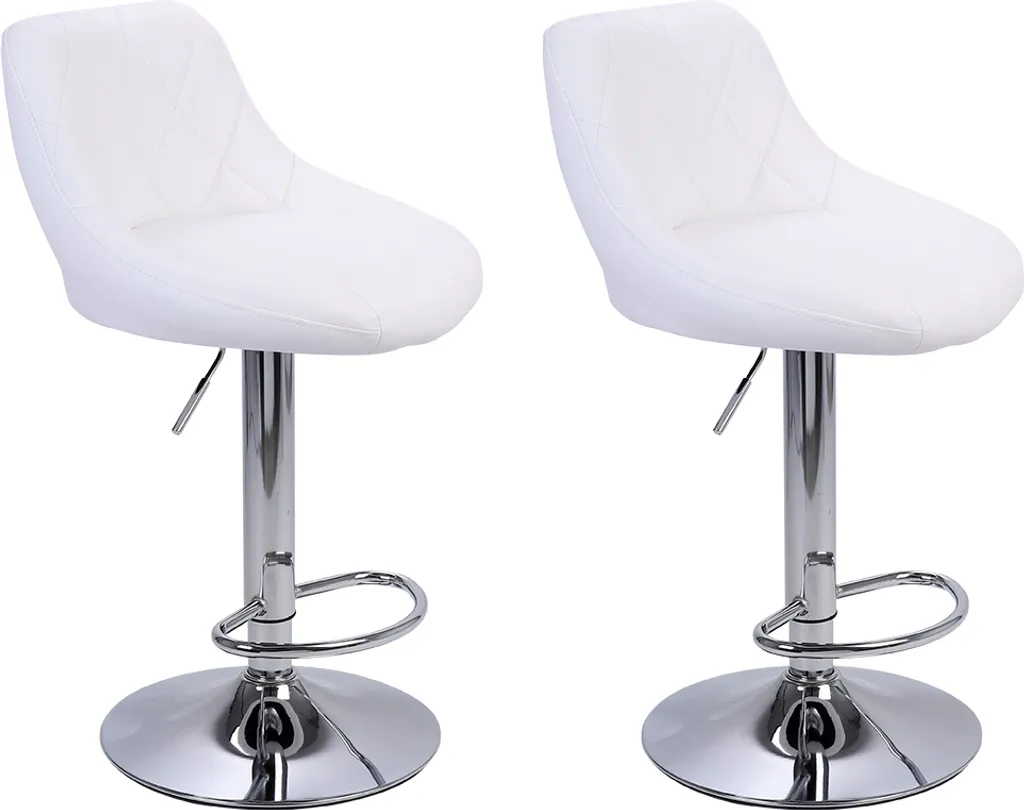 Lot de 2 Tabourets de Bar FCH Blancs Similicuir Réglables 83-110cm