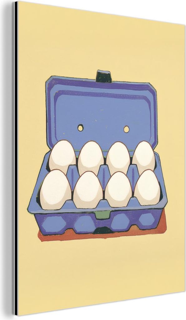 MuchoWow Wanddekoration Metall Metallbild Wandkunst 60x80 cm Eier - Box - Minimalistisch - Blau MuchoWow Aluminium Gemälde - Wanddekoration Metall