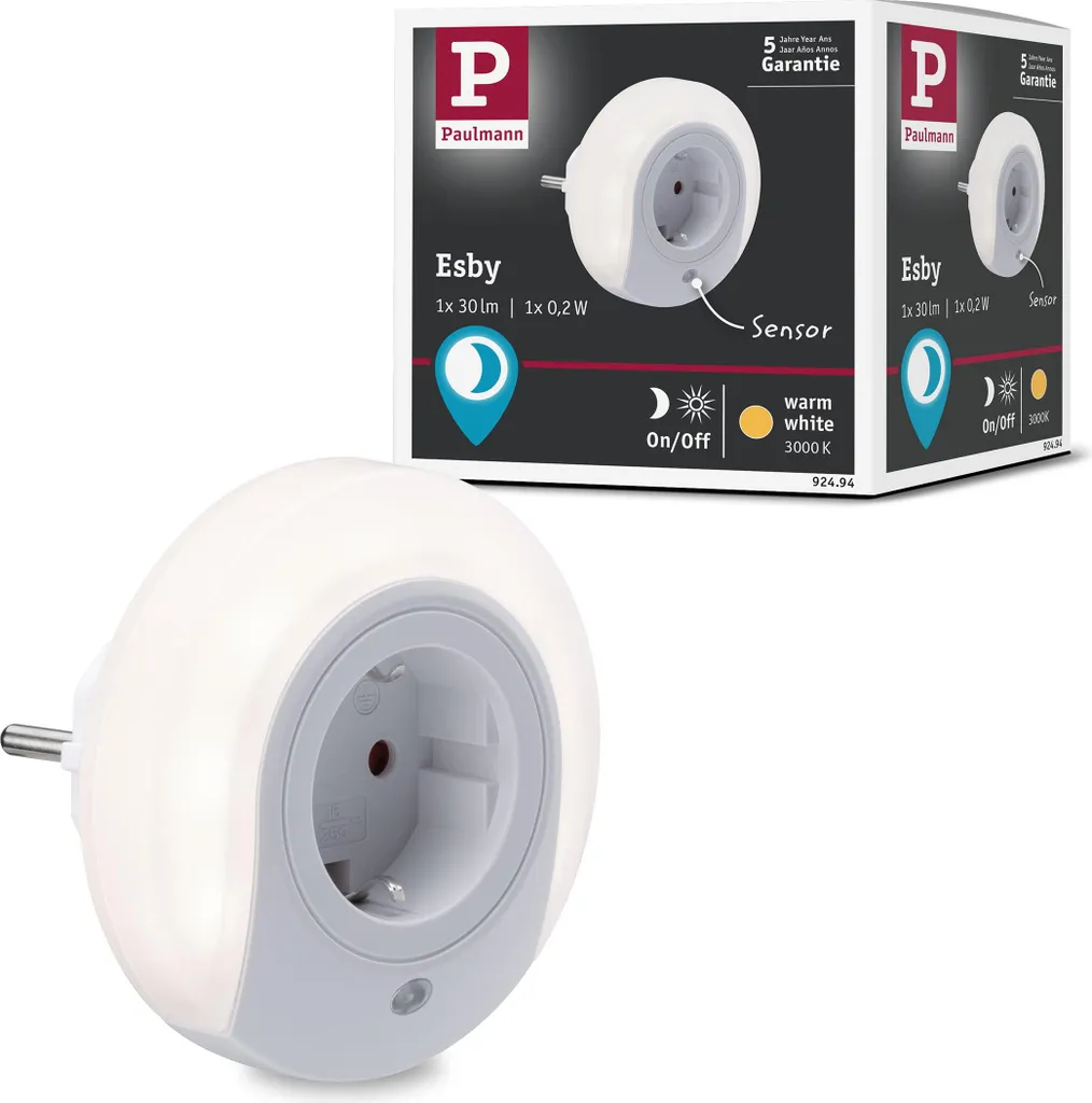 Lampada Notturna Paulmann Esby LED Design Bianco | Luce Crepuscolare