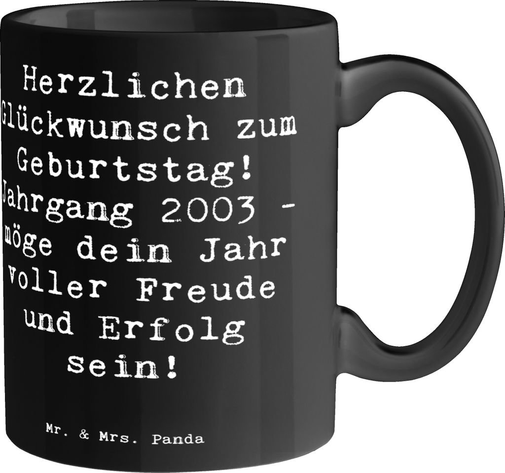 Mr. & Mrs. Panda Teetasse Spruch 2003 Geburtstag - Schwarz Produktbild 