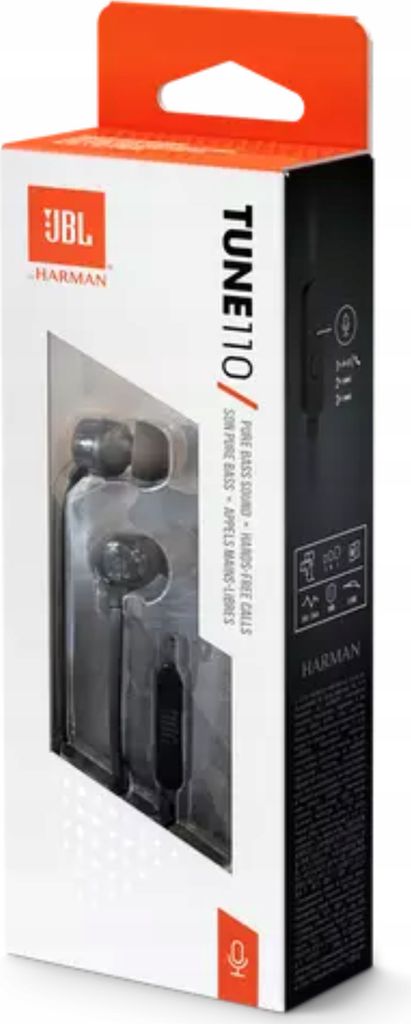 Słuchawki douszne JBL T110 złącze 3,5 mm Czarny Zdjęcie produktu 20