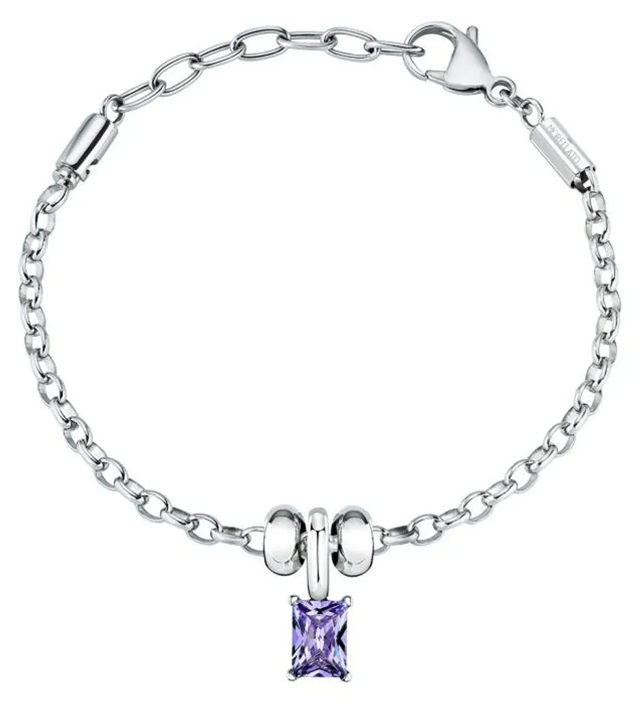 Bracelet chic pour mariage et soirée en acier et zirconium lilas SCZ1370
