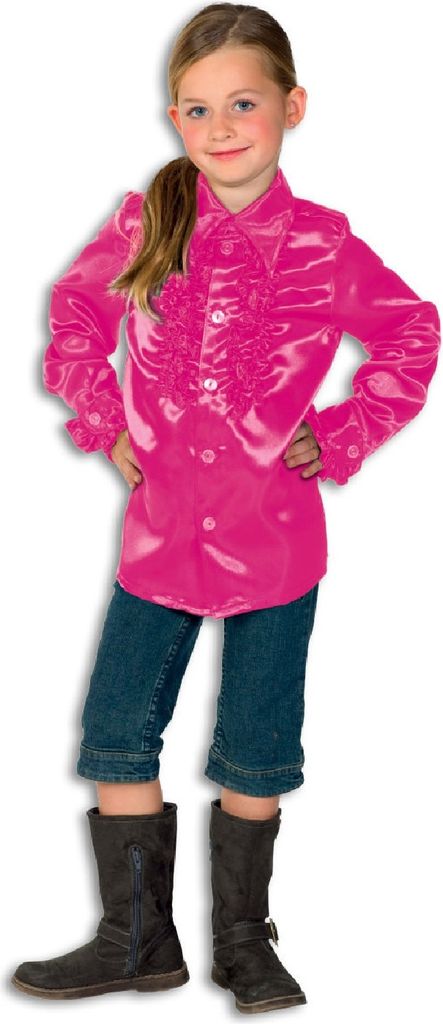 L310033B-116 pink Kinder Rüschenhemd Discohemd Gr.116