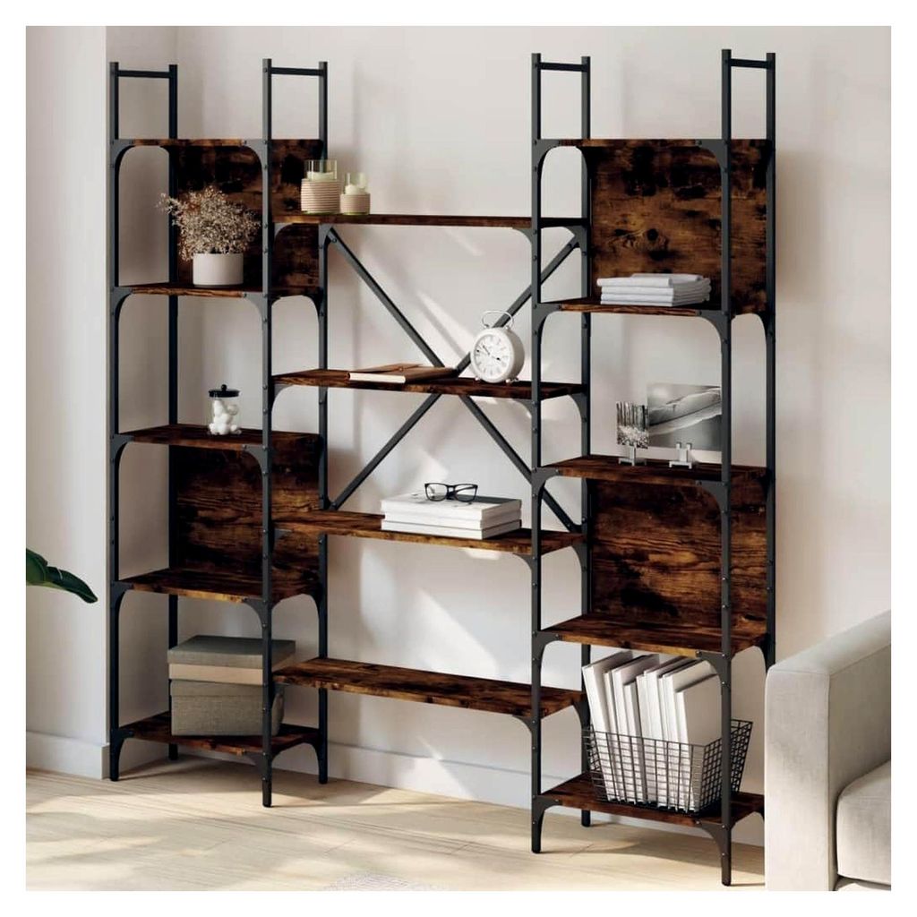 Bücherregal aus Holzwerkstoff in geräucherter Eiche, 155,5 x 24 x 166,5 cm