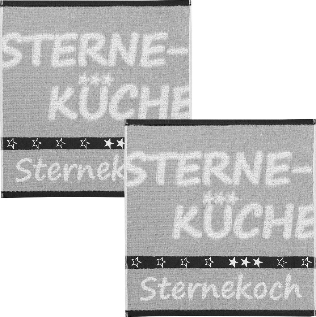 Kracht Frottier-Geschirrtuch Sternekoch" 2er-Pack grau 50x50 cm"
