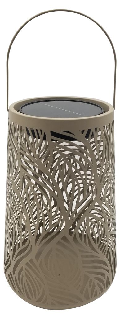 Dehner Solar-Laterne Olea Ø20 x H32 cm – LED Gartenleuchte, warmweiß, Solarbetrieb, Dämmerungssensor, Metall & Kunststoff, braun