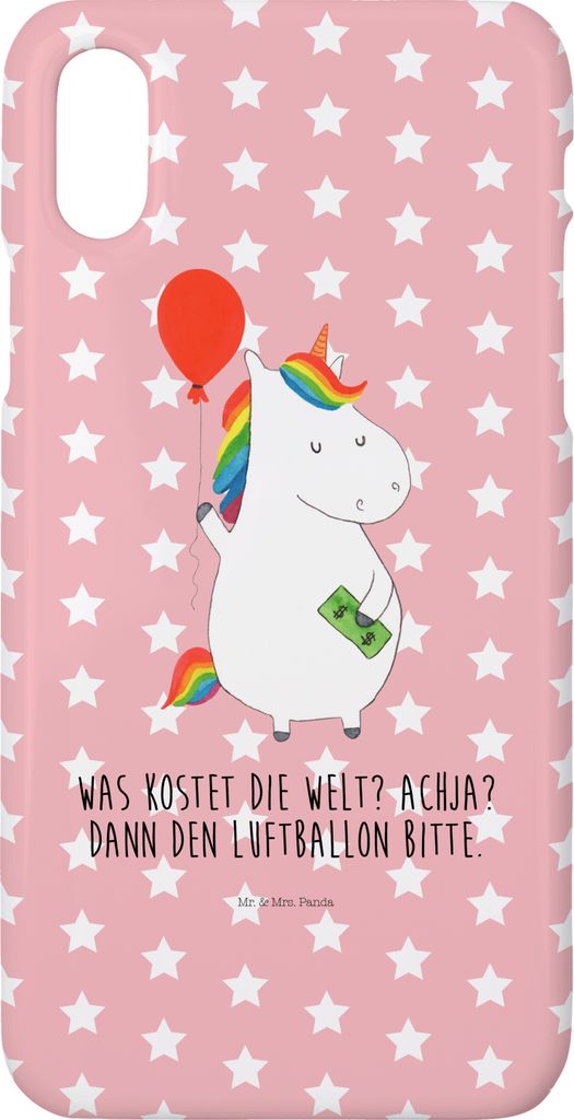 Mr. & Mrs. Panda Iphone 10 Handyhülle Einhorn Luftballon - Rot Pastell - Geschenk, Handy, Freundin, Geld, Cover, Unicorn, Hülle, Einhörner, X