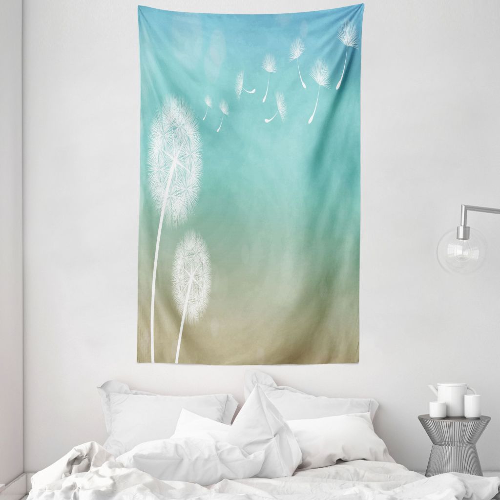 ABAKUHAUS Löwenzahn Wandteppich und Tagesdecke, Blowball auf Wind aus Weiches Mikrofaser Stoff Waschbar ohne Verblassen Digitaldruck, 140 x 230 cm...
