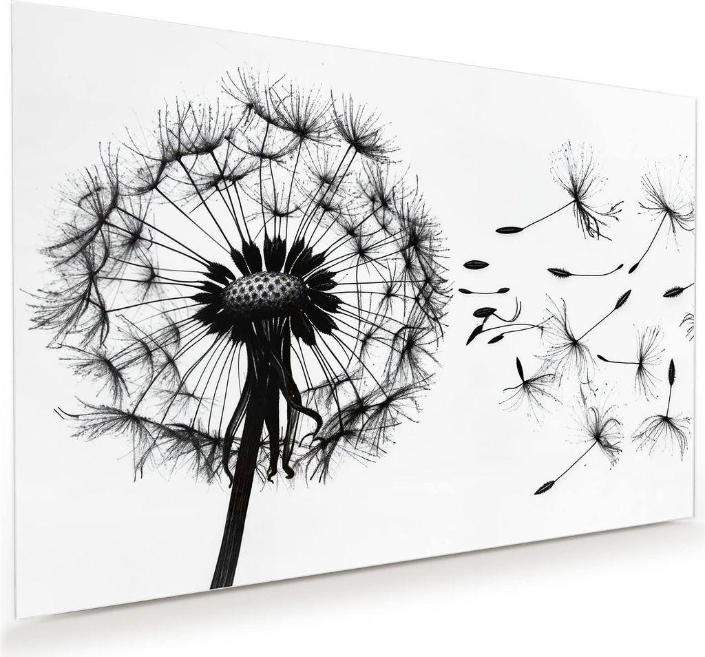 Glasbild 75x50cm in XXL für Wohnzimmer, Schlafzimmer Motiv Pusteblume
