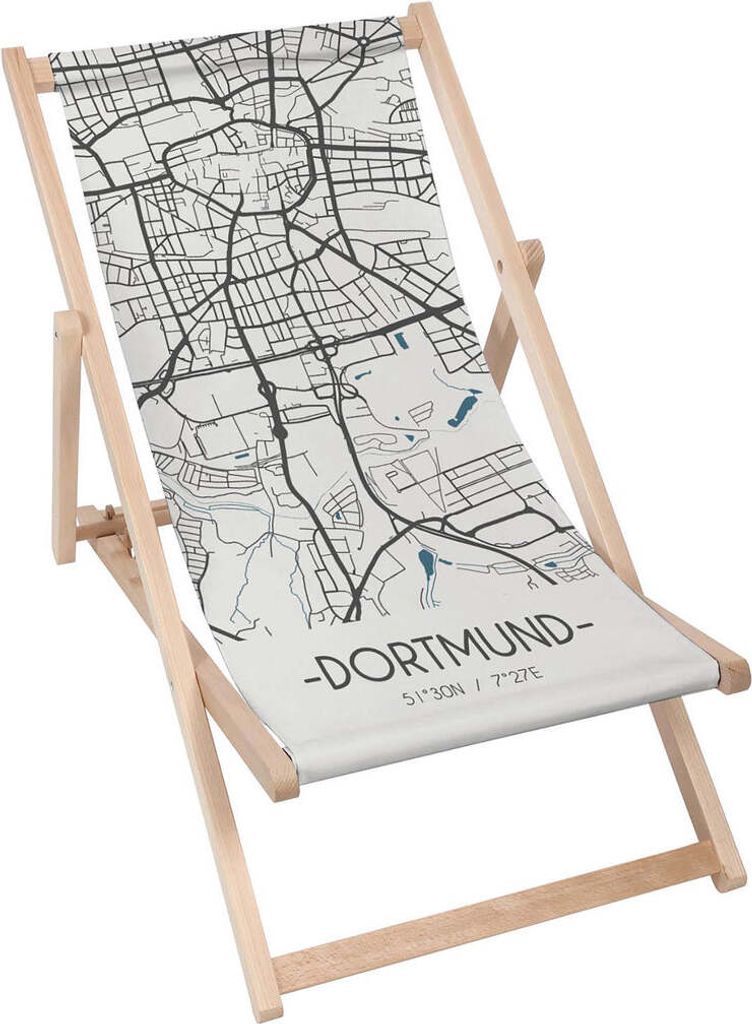 Dreamroots Liegestuhl klappbar Holz bis zu 130 kg, Sonnenliege klappbar mit 3-stufiger Neigungsregulierung der Rückenlehne, Dortmund