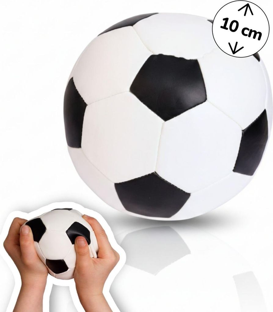 Softball Ø 10 cm schwarz-weiß, weicher Kinderball im Fußball-Design, leichter Spielball für drinnen und draußen
