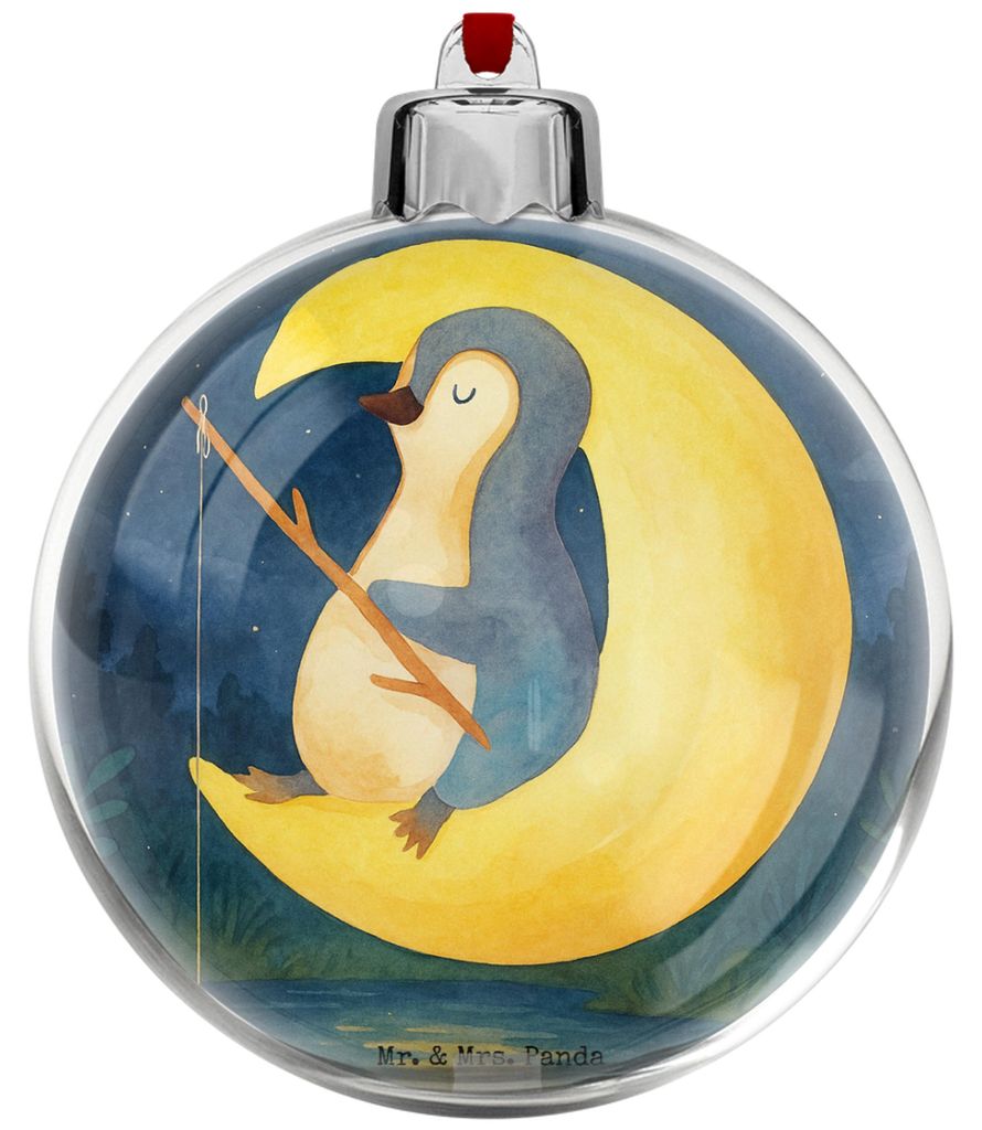 Mr. & Mrs. Panda christbaumkugel Pinguin Mond Design - Weiß - Geschenk, Pinguine, christbaumkugeln, weihnachtskugeln, Weihnachtskugel, weihnachtsb...